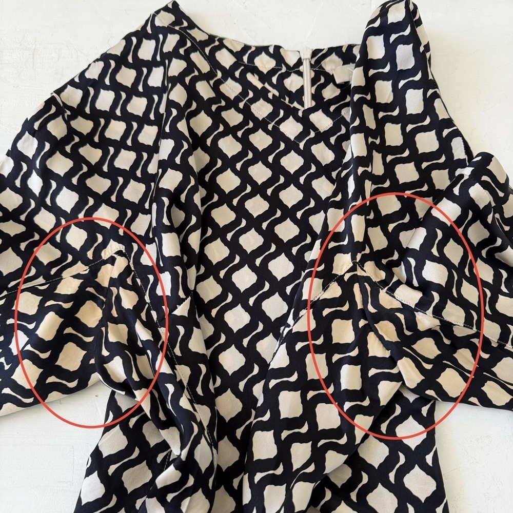 'S Max Mara 100% Silk Geometric Top US 12 - Picture 6 of 8